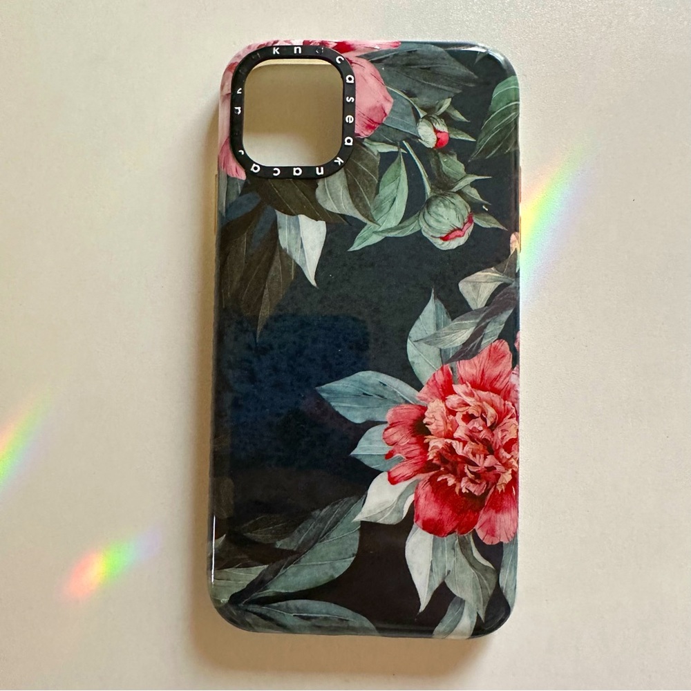 Iphone 11 black floral large peony Akna Case